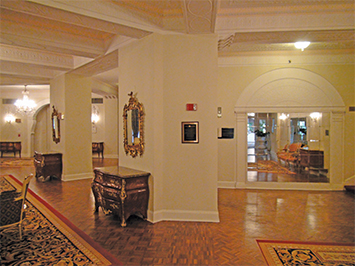 The old lobby at the Washington Marriott Wardman Park Hotel, with a Here is Where marker on a moment in the life of Langston Hughes.               Photo by Michael Pierce.  